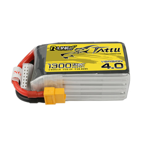 Tattu R-Line Version 4.0 1300mAh 6S 22.2V 130C Lipo Battery Pack with XT60 Plug