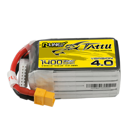 Tattu R-Line Version 4.0 1400mAh 6S 22.2V 130C Lipo Battery Pack with XT60 Plug