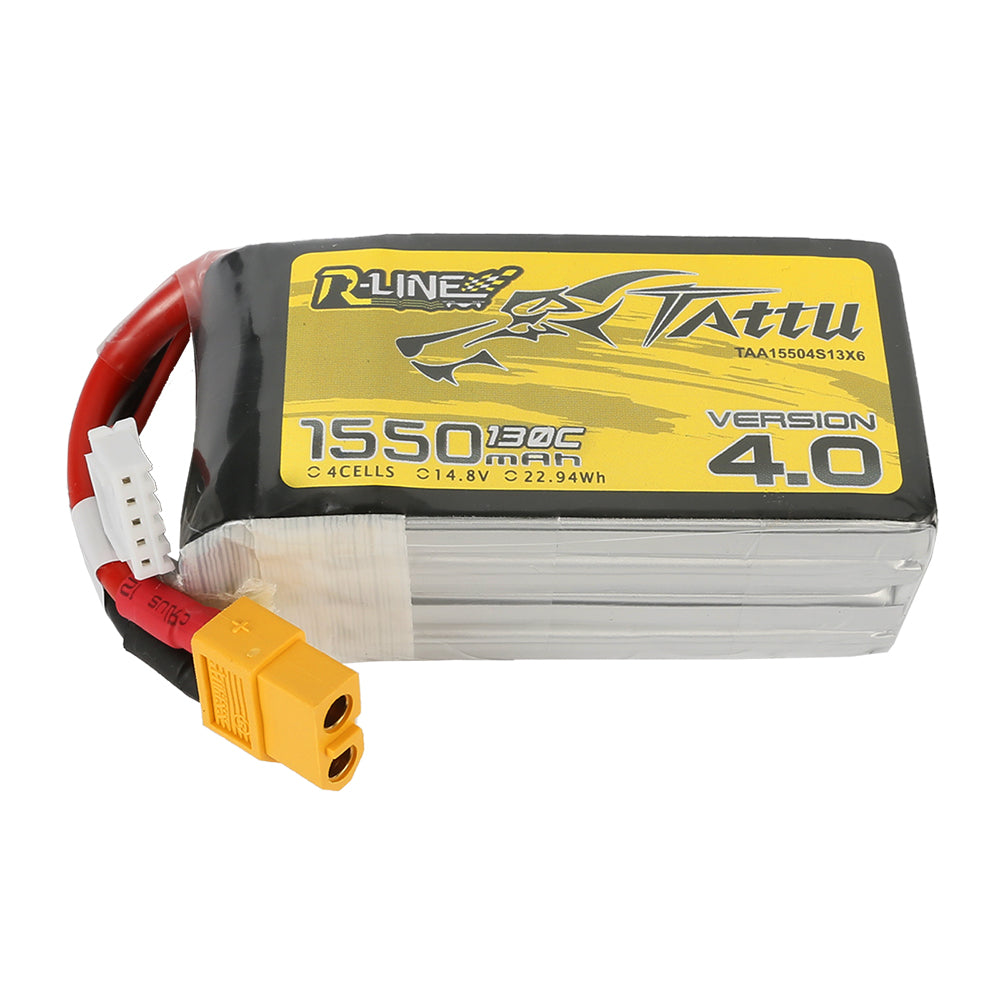 Tattu R-Line Version 4.0 1550mAh 4S 14.8V 130C Lipo Battery Pack with XT60 Plug