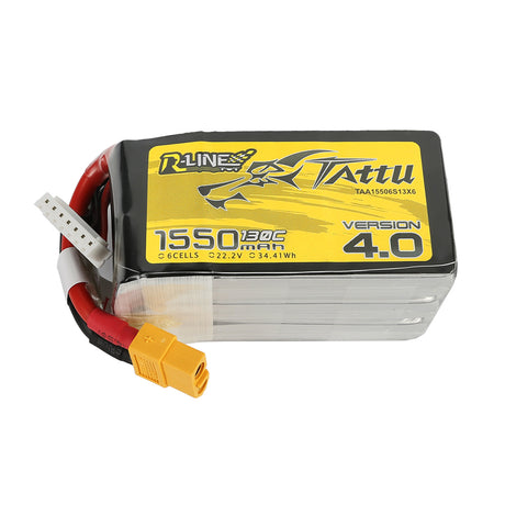 Tattu R-Line Version 4.0 1550mAh 6S 22.2V 130C Lipo Battery Pack with XT60 Plug