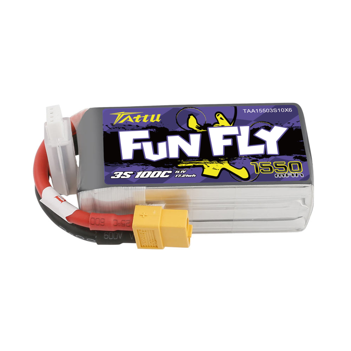 Tattu Funfly Serie 1550 mAh 11,1 V 100C 3S1P Lipo-Akkupack mit XT60-Stecker