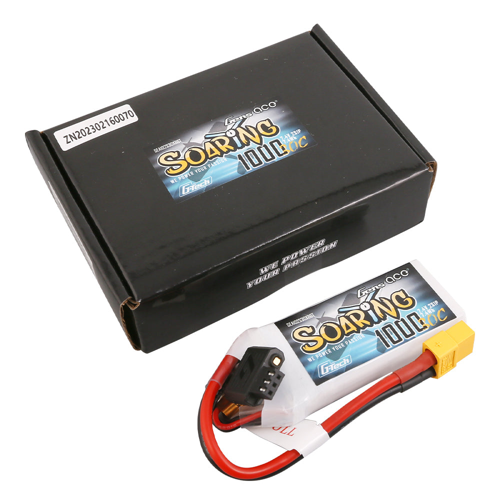 Gens ace G-Tech Soaring 1000 mAh 7,4 V 30C 2S1P Lipo-Akkupack mit XT60-Stecker