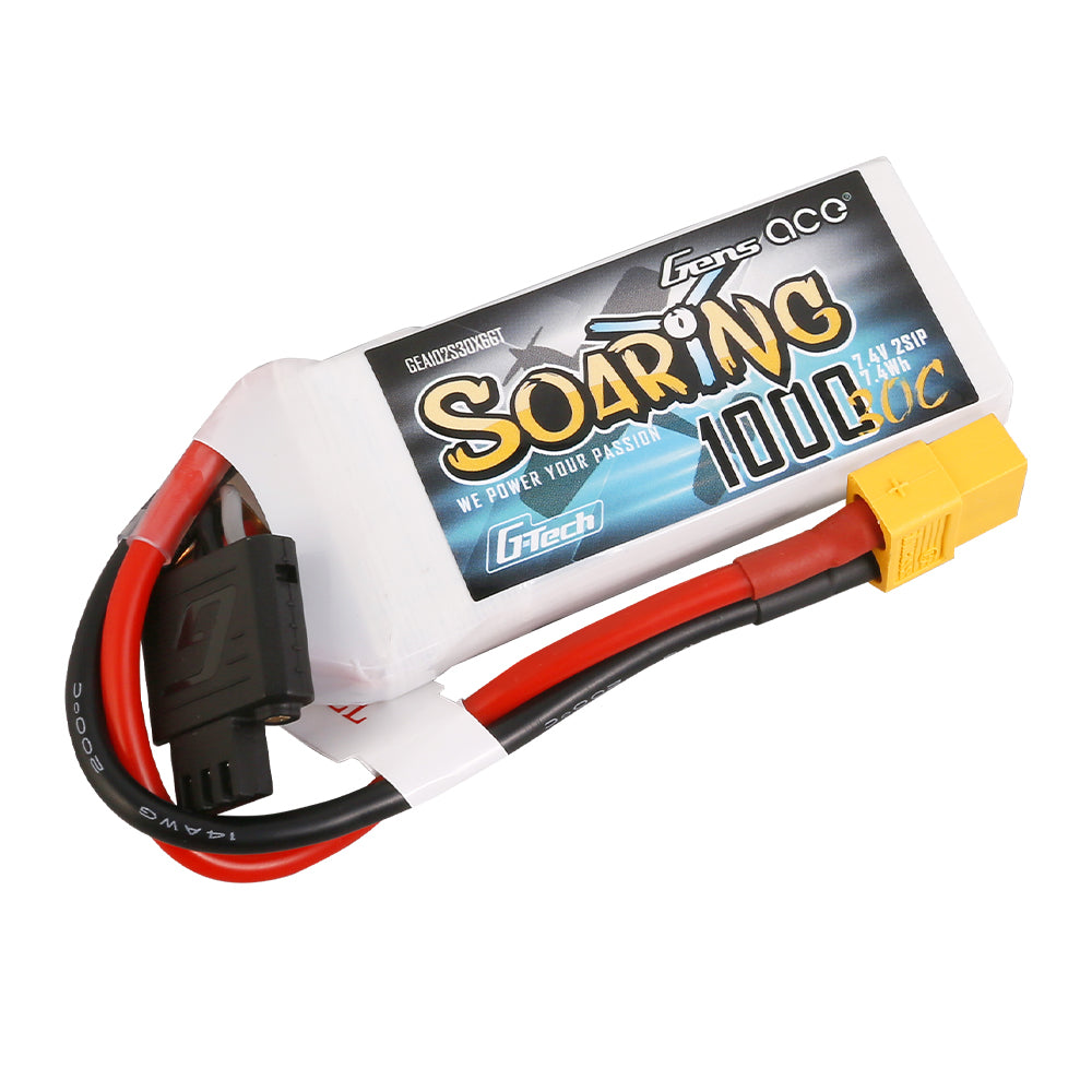 Gens ace G-Tech Soaring 1000 mAh 7,4 V 30C 2S1P Lipo-Akkupack mit XT60-Stecker