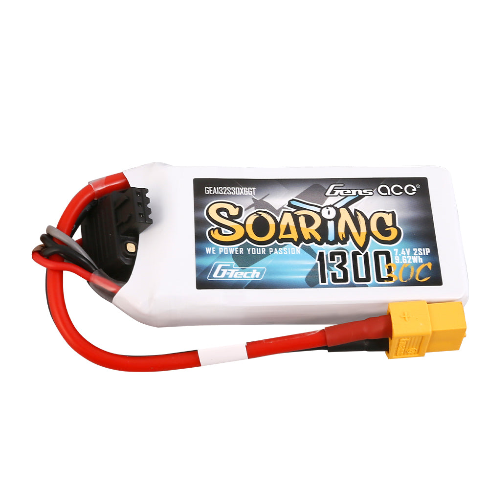 Gens ace G-Tech Soaring 1300 mAh 7,4 V 30C 2S1P Lipo-Akkupack mit XT60-Stecker