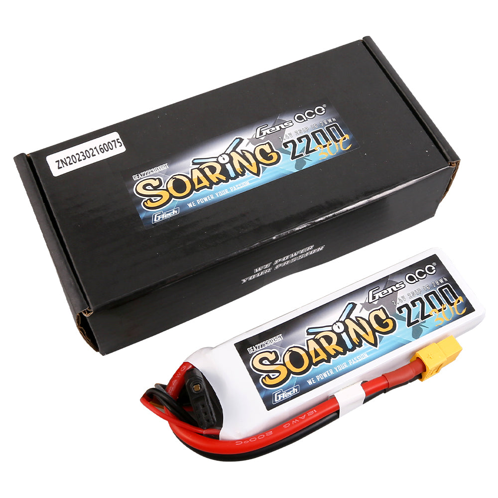 Gens ace G-Tech Soaring 2200mAh 7.4V 30C 2S1P Lipo Battery Pack with XT60 Plug