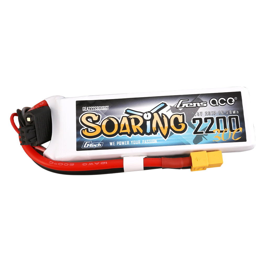 Gens ace G-Tech Soaring 2200mAh 7.4V 30C 2S1P Lipo Battery Pack with X ...
