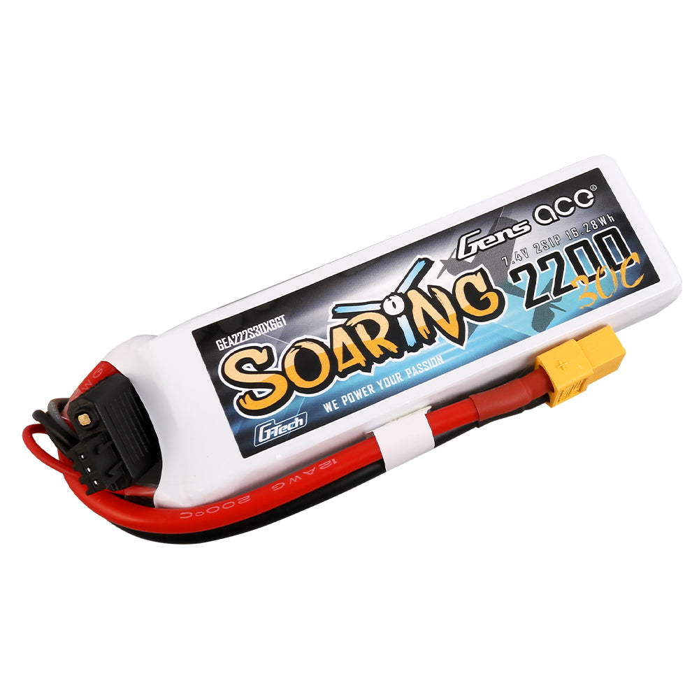 Gens ace G-Tech Soaring 2200mAh 7.4V 30C 2S1P Lipo Battery Pack with XT60 Plug Gens ace G-Tech Soaring 2200mAh 7.4V 30C 2S1P Lipo Battery Pack with XT60 Plug