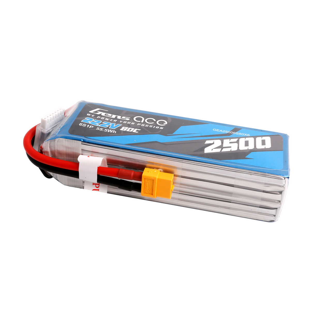 Gens ace 2500 mAh 22,2 V 80C 6S1P Lipo-Akkupack mit XT60-Stecker