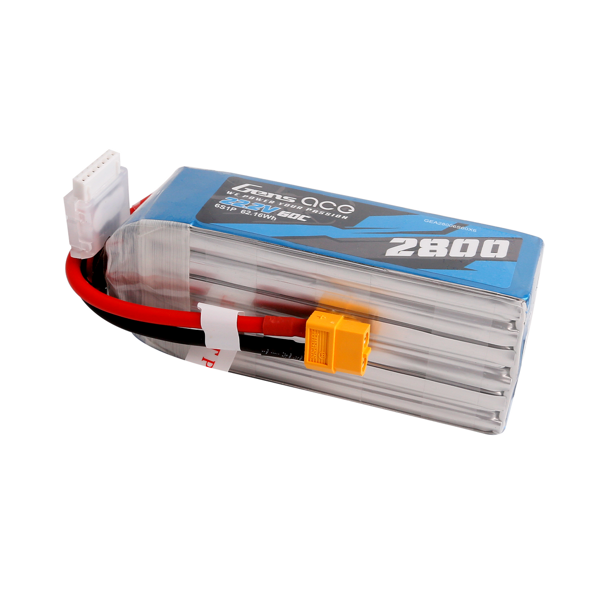 Gens ace 2800 mAh 22,2 V 60C 6S1P Lipo-Akkupack mit XT60-Stecker