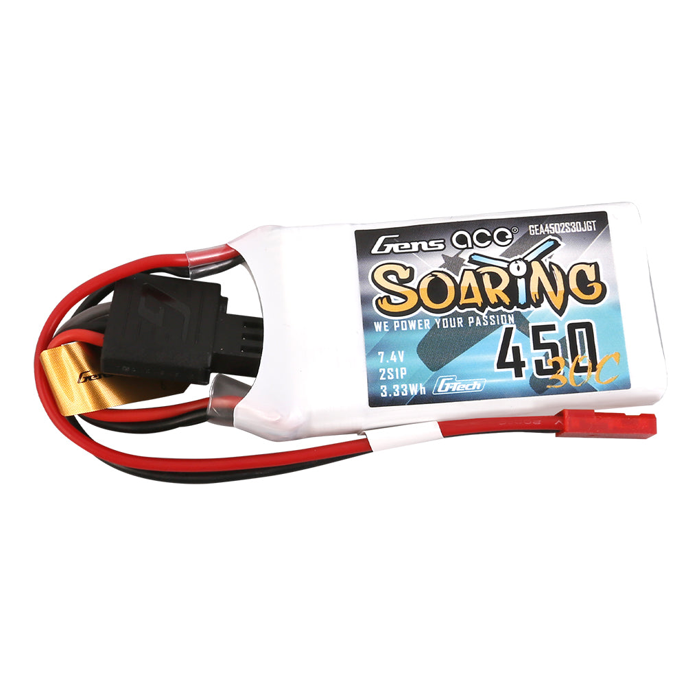 Gens ace G-Tech Soaring 450mAh 7.4V 30C 2S1P Lipo Battery Pack with JST-SYP Plug Gens ace G-Tech Soaring 450mAh 7.4V 30C 2S1P Lipo Battery Pack with JST-SYP Plug