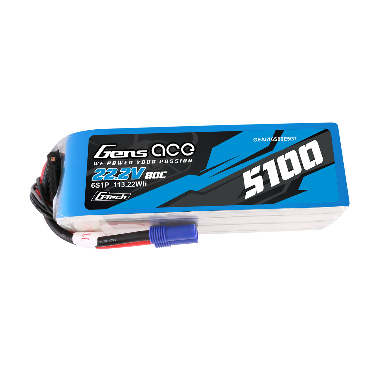 Gens ace G-Tech 5100mAh 80C 22,2V 6S1P Lipo Akkupack mit EC5 Stecker