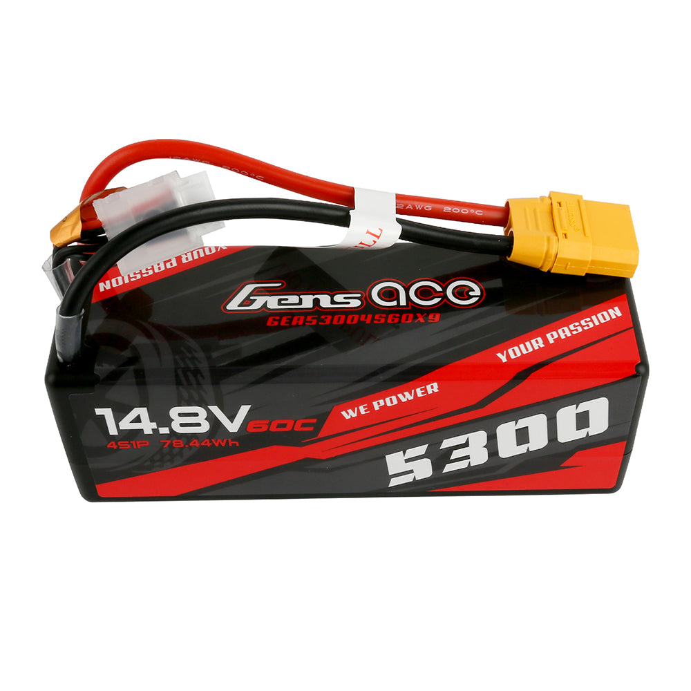 Gens ace 5300mAh 14.8V 60C 4S1P HardCase 14# car Lipo Battery pack with XT90