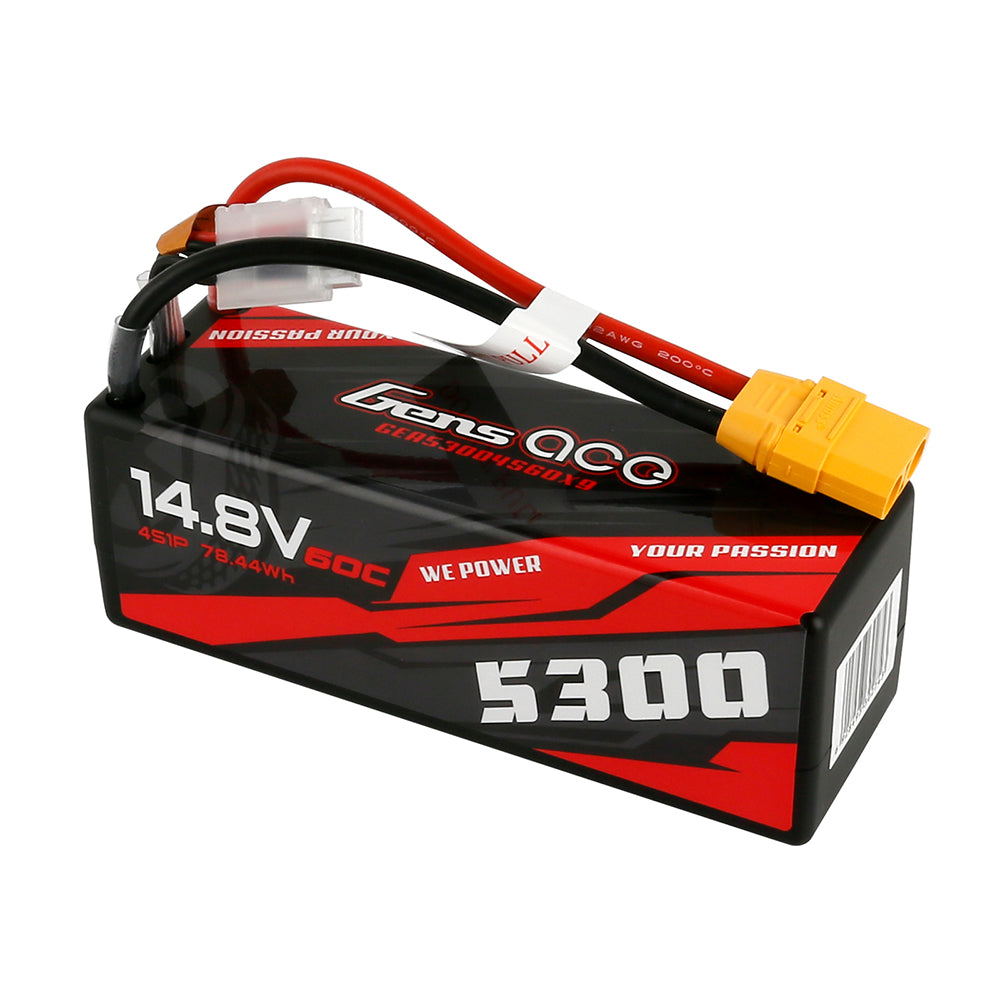 Gens ace 5300 mAh 14,8 V 60C 4S1P HardCase 14# Auto Lipo Akkupack mit XT90