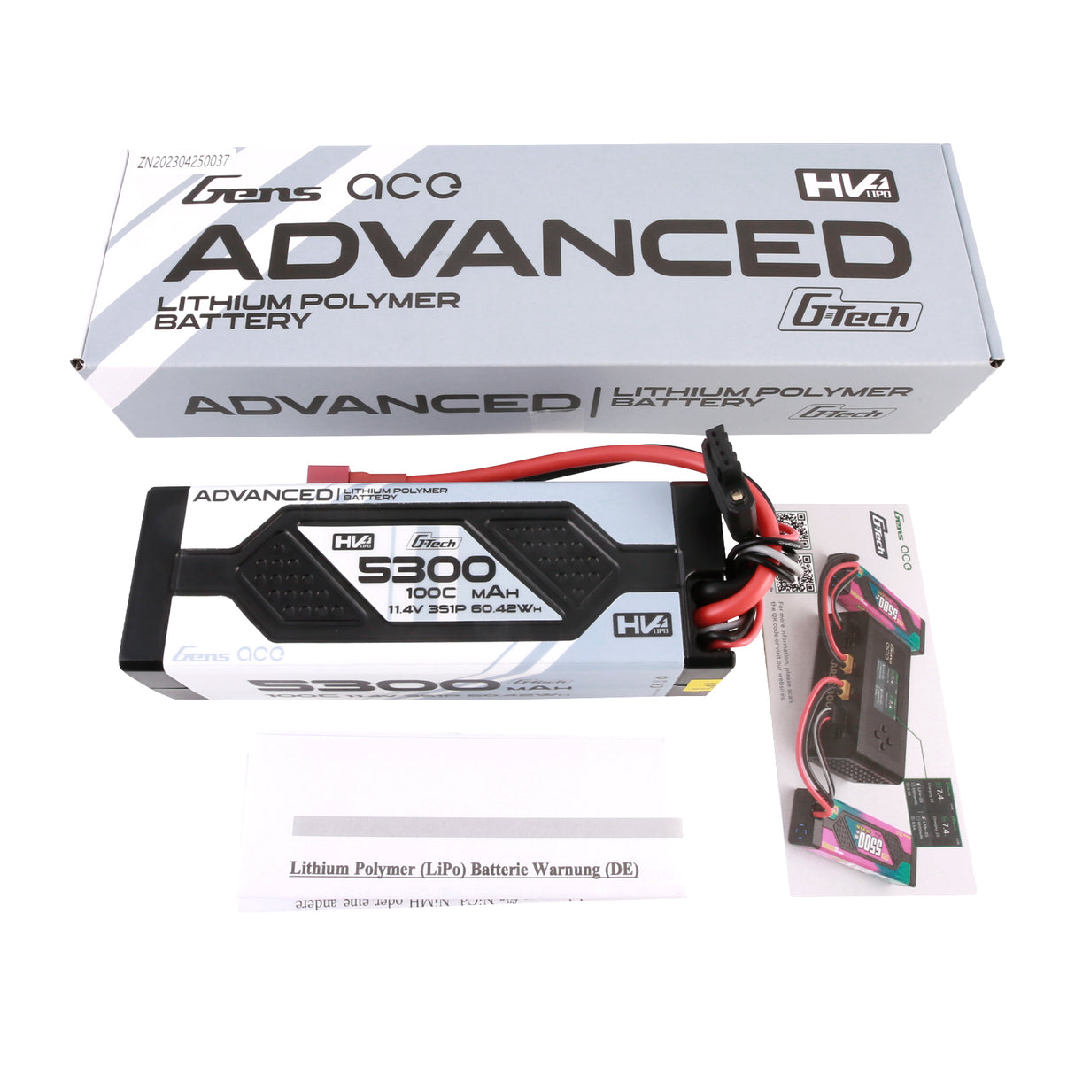 Gens ace Advanced G-Tech 5300mAh 11,4V 3S1P 100C HV Auto Lipo Akkupack Hardcase mit Deans Stecker