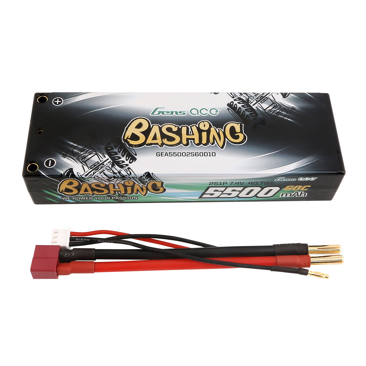 Gens ace 5500mAh 2S 7,4V 60C HardCase RC 10# Auto Lipo Akkupack mit T-Stecker