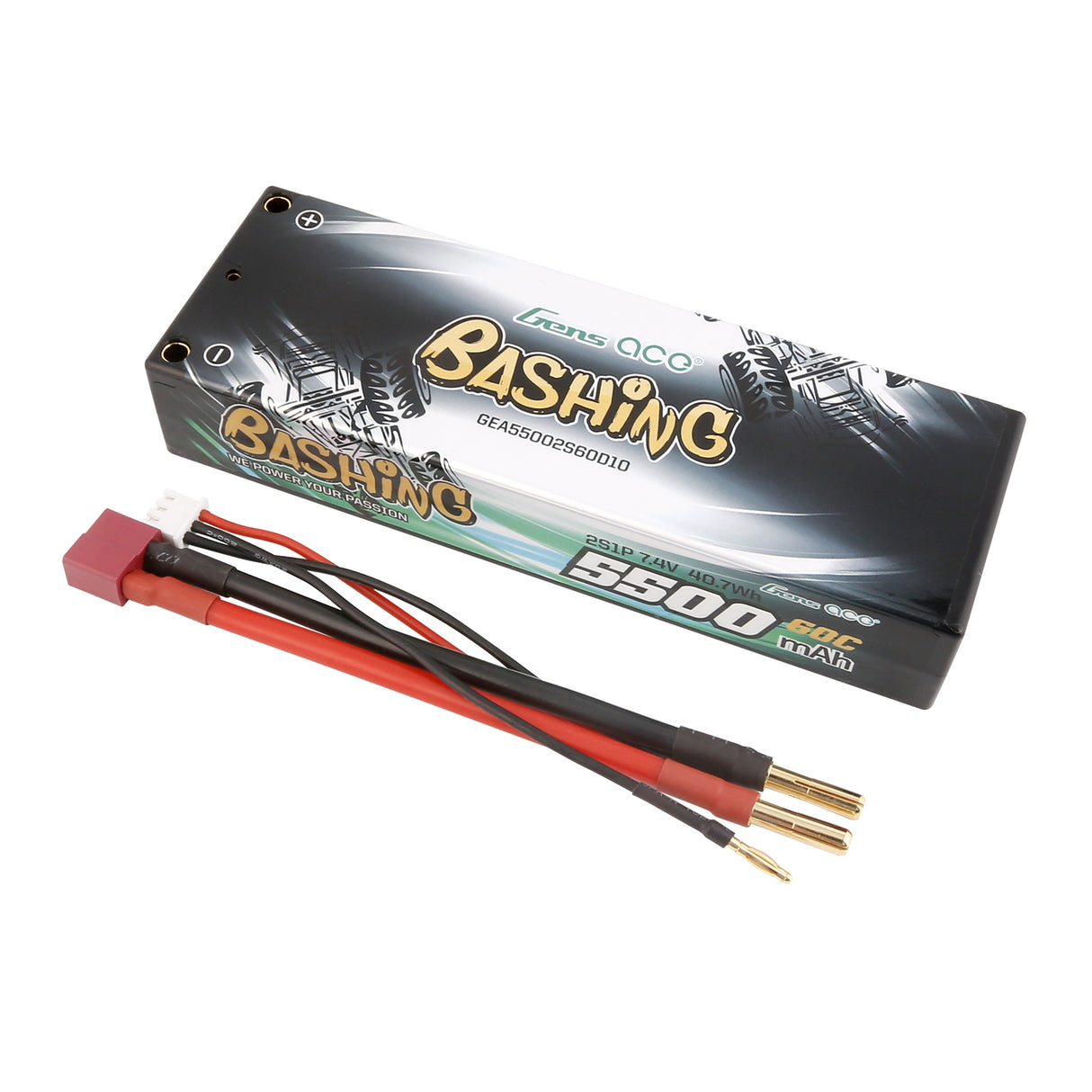 Gens ace 5500mAh 2S 7,4V 60C HardCase RC 10# Auto Lipo Akkupack mit T-Stecker