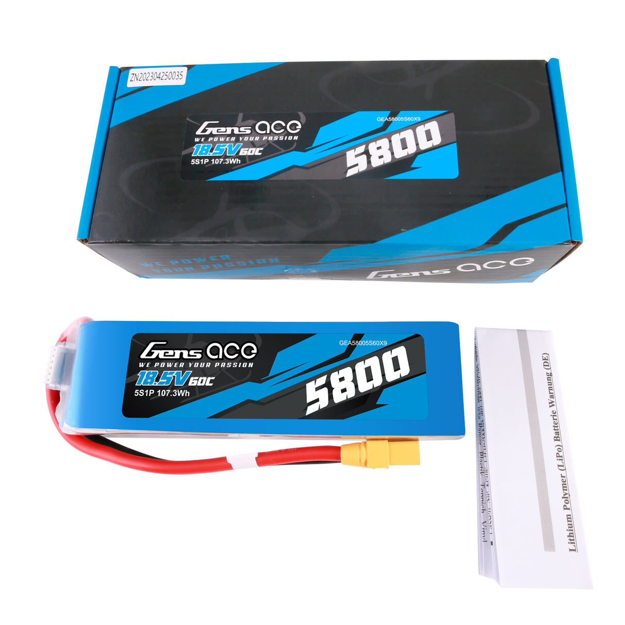 Gens ace 5800 mAh 60C 18,5 V 5S1P Lipo-Akkupack mit XT90-Stecker