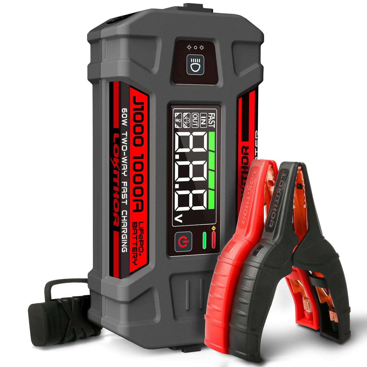 Lokithor J1000 1000A 12V 26Wh Lithium Jump Starter 4S LiFePO? Type-C PD60W Two-way fast charging