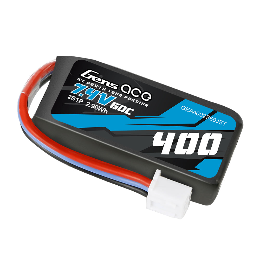 Gens ace 400mAh 7.4V 60C 2S1P Lipo Battery Pack with JST Plug Gens ace 400mAh 7.4V 60C 2S1P Lipo Battery Pack with JST Plug