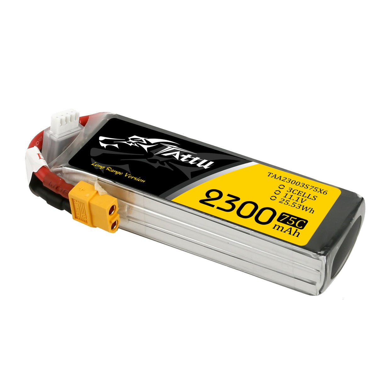 TATTU 2300mAh 11.1V 75C 3S1P Lipo Battery Pack with XT60