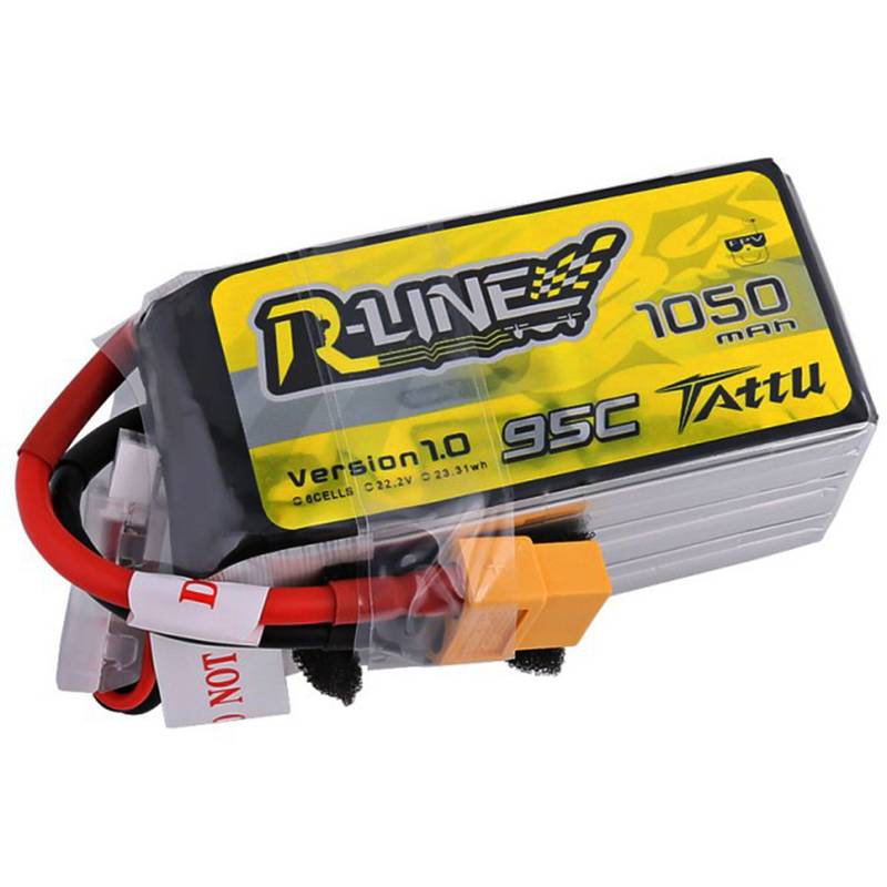 Tattu R-Line 1050mAh 6S 95C 22.2V Lipo Battery Pack with XT60 Plug